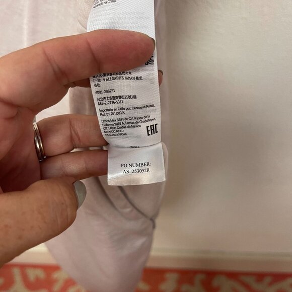 All Saints Lexi Dress One Shoulder Womens Asymmetric Hem Wrap Satin Pink US 4 - Picture 7 of 7